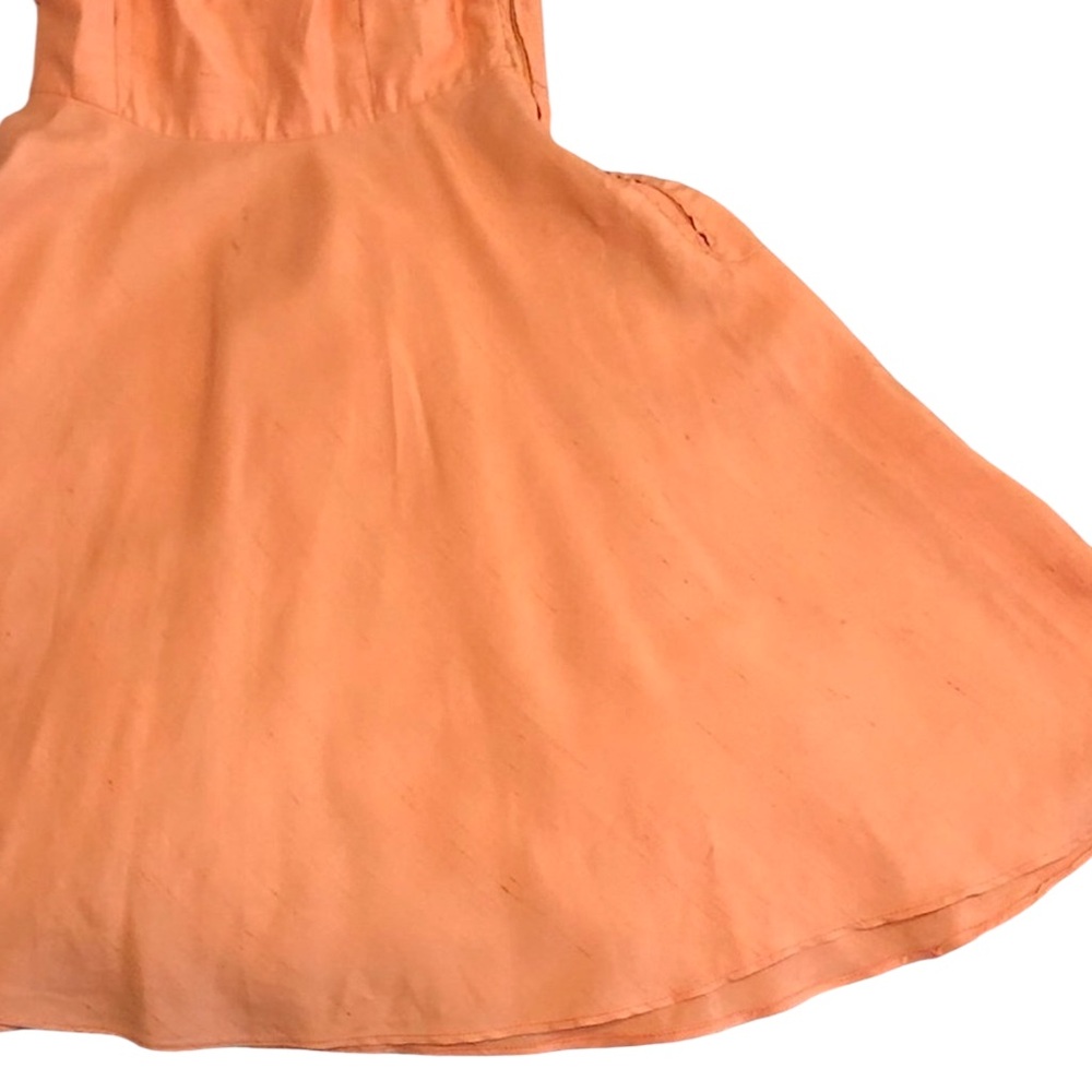 VTG SHAREEN AGAIN Reworked Vintage Silk Fabric Peach Strapless Tube Midi Dress - Picture 10 of 16